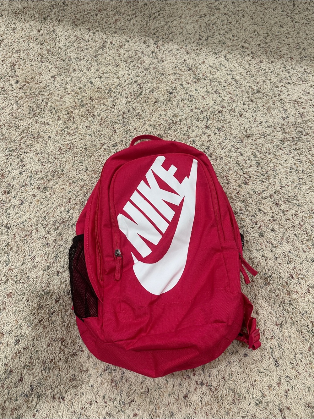 Nike Pink-Red Backpack with White Swoosh
